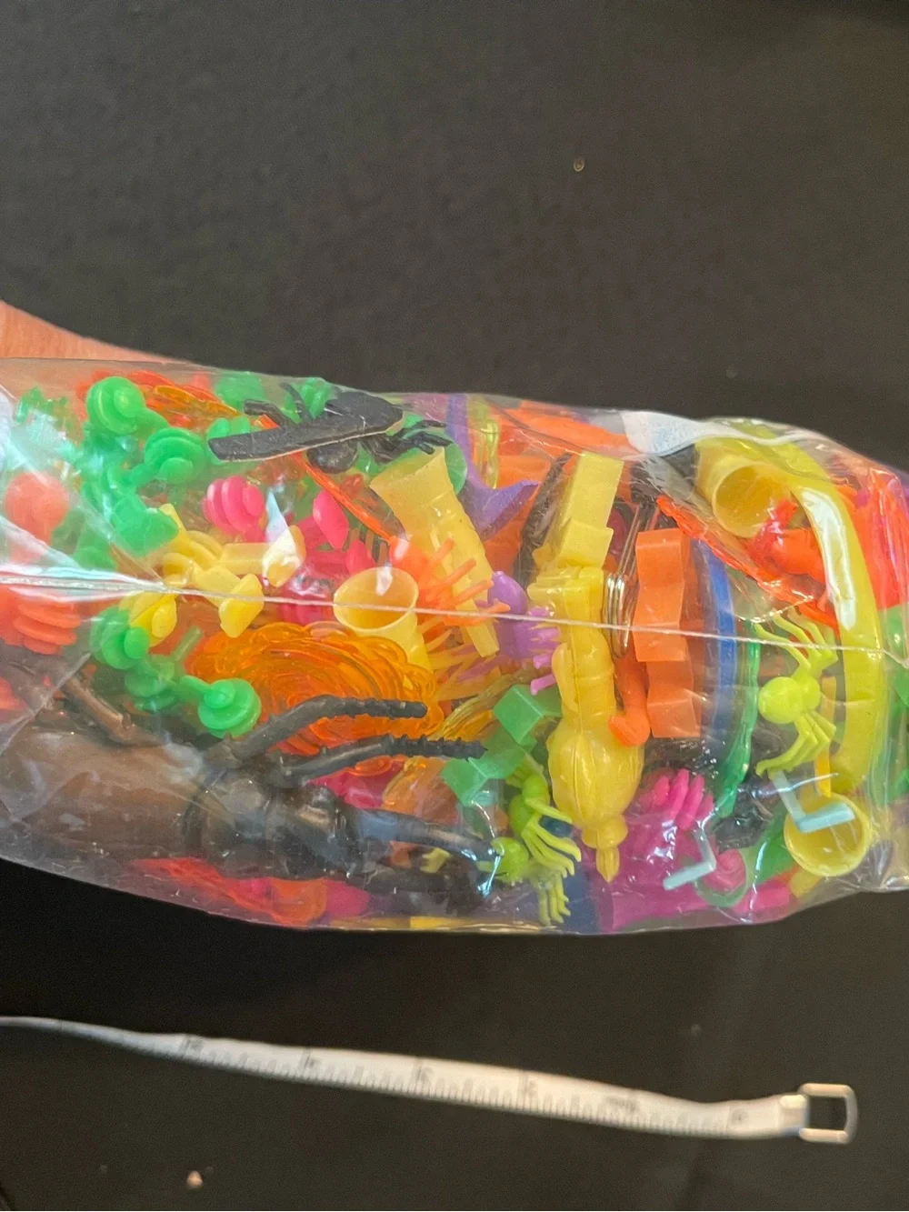 Assorted Neon Plastic Toy Mix - Bright Green, Pink, Yellow, Orange, quart size